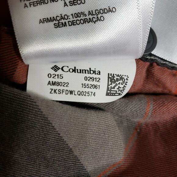 Columbia Mens Shirt Medium Out and Back II Orange Plaid Button Down Long Sleeve - Picture 11 of 11